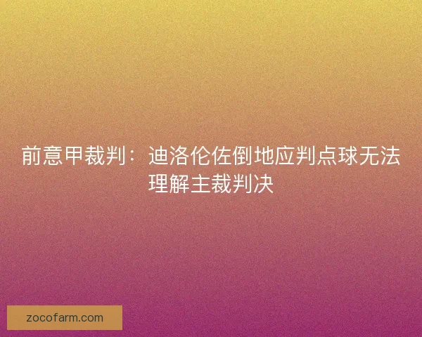 前意甲裁判:迪洛伦佐倒地应判点球无法理解主裁判决 前意甲裁判:迪洛伦佐倒地应判点球无法理解主裁判决