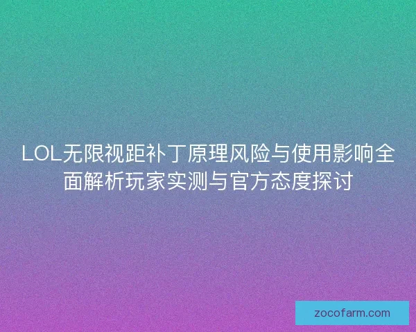 LOL无限视距补丁原理风险与使用影响全面解析玩家实测与官方态度探讨