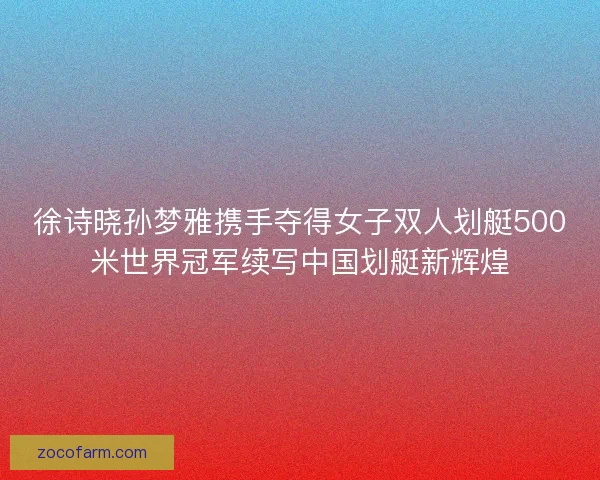 徐诗晓孙梦雅携手夺得女子双人划艇500米世界冠军续写中国划艇新辉煌