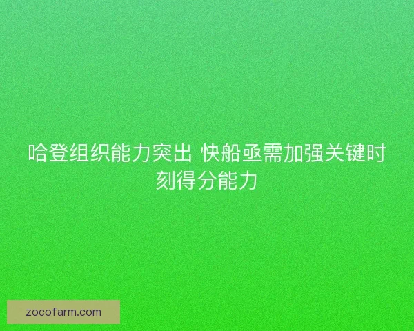 哈登组织能力突出 快船亟需加强关键时刻得分能力
