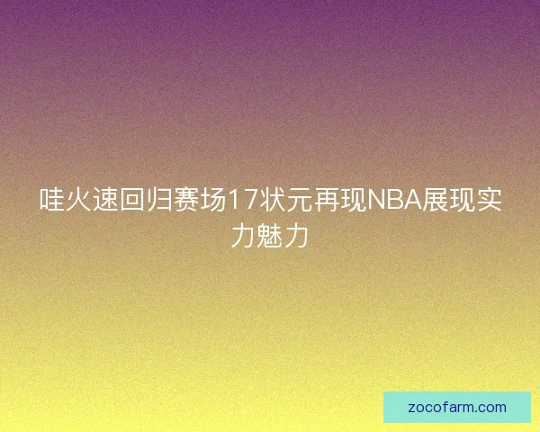 哇火速回归赛场17状元再现NBA展现实力魅力 哇火速回归赛场17状元再现NBA展现实力魅力
