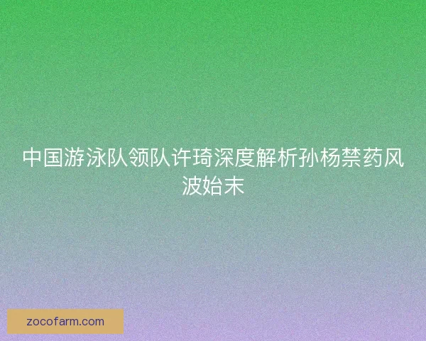 中国游泳队领队许琦深度解析孙杨禁药风波始末 中国游泳队领队许琦深度解析孙杨禁药风波始末